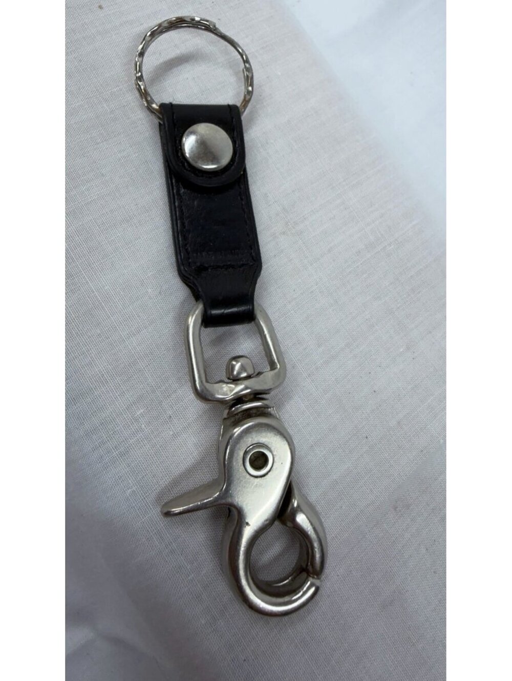 Vintage Coach Black/Silver leather Trigger Snap Valet Key Fob/Keyring